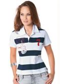 Camisa Pólo Branca e Azul Marinho com Estampa